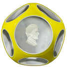 Vintage Murano President Abraham Lincoln with Faceted Yellow over White Double Overlay