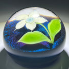 Orient & Flume 1978 Torchwork Yellow Flower over a Dark Dichroic Blue/Purple Ground