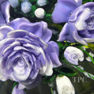Rick Ayotte 2002 Glass Art Paperweight Flamework Purple & White Rose Bouquet