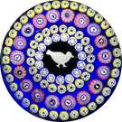 Baccarat Crystal 1979 LE Pigeon Blanc Gridel Murrine With Concentric Millefiori & 18 Silhouette Canes on Blue