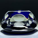 Faceted Baccarat Crystal 1971 President Herbert Hoover Sulphide on Transparent Blue