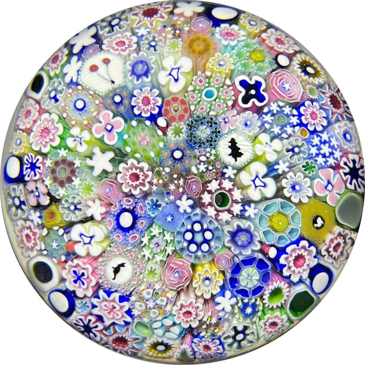 Magnum Damon MacNaught 2021 Complex Millefiori Closepack with Roses, Dogwood Blossoms, & Silhouettes