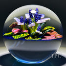 Cathy Richardson 2013 Glass Art Paperweight Flamework Purple Tropical Flowers from the Brazilian Series 2 of 8