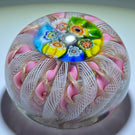 Early to Mid 20th Century Murano Millefiori Crown Paperweight with Pink Ribbon Twists