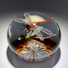 Gordon Smith 2019 Compound Flamework Double Dragonfly Over Star-cut Amber Base