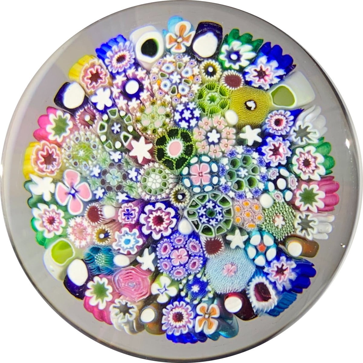 Damon MacNaught 2019 Art Glass Paperweight Closepack Millefiori with Silhouette Canes
