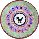 Baccarat 1971 LE Coq Noir Concentric Complex Millefiori & Silhouette Murrine with Large Rooster Gridel Cane