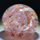 Signed Karg Pink and Red Latticinio Scramble Studio Art Glass Paperweight