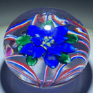 Antique Union Glass Co. Magnum Marbrie With Lampwork Blue Blossom