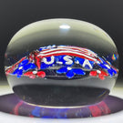 Antique Union Glass Co. Magnum Patriotic Lampwork American Flag with Garland