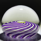 John Deacons Glass Art Paperweight Purple & White Pinwheel with Complex Millefiori Center