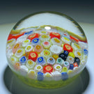 Vintage Strathearn Glass Art Paperweight Colorful Closepack Millefiori