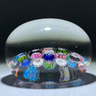 Antique Clichy Glass Paperweight Spaced Complex Millefiori with Three Rose Canes