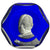 Faceted Baccarat Crystal 1971 President Herbert Hoover Sulphide on Transparent Blue