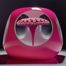 Baccarat 1973 Art Glass Paperweight Millefiori Mushroom & Faceted Pink over White Double Overlay