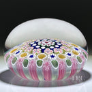 Damon MacNaught 2023 Glass Art Paperweight Complex Concentric Millefiori with Pink & Green Dogwoods Blossoms and Staves