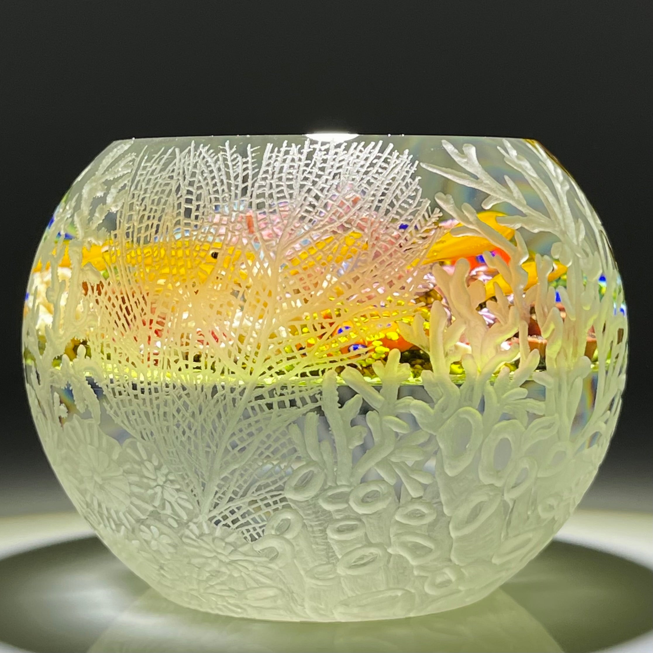 Cathy Richardson 2021 Flamework Coral Reef with All Over Surface Engra