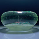 Early Chinese Art Glass Paperweight Hand Painted Black-Crested Bulbul Bird on White Ground