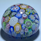 Miniature John Deacons Art Glass Paperweight Cascading Complex Millefiori Closepack with Roses & Sihouettes