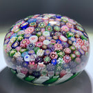 Antique Clichy Glass Art Paperweight Complex Closepack Millefiori in Green & White Stave Basket