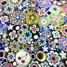 Magnum Damon MacNaught 2023 Glass Art Paperweight Closepack Complex Millefiori with Cherry Silhouette, Roses & End-of-Day Canes