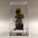Paul Stankard Art Glass Paperweight Detailed Lampworked Floral Block Sculpture