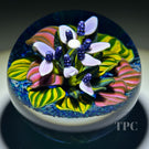 Cathy Richardson 2013 Glass Art Paperweight Flamework Purple Tropical Flowers from the Brazilian Series 2 of 8