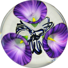 Jeremiah Lotton 2004 Torchwork Purple Calla Lily Trumpet Flowers Glass Paperweight