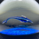 William Manson Caithness Art Glass Paperweight Flamework Blue Aventurine Dolphin