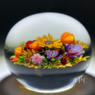 Large Ken Rosenfeld 2023 Glass Art Paperweight Flamework "Autumn Splendor" Flower and Pumpkin Bouquet
