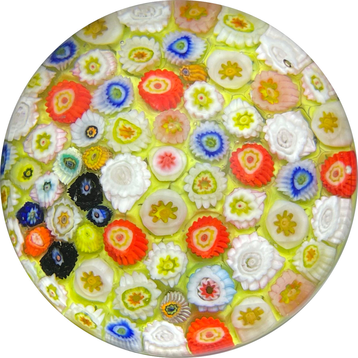 Vintage Strathearn Glass Art Paperweight Colorful Closepack Millefiori