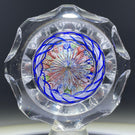 Antique Baccarat Art Glass Paperweight Faceted Closepack Millefiori Mushroom with Blue Torsade