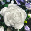 Rick Ayotte 2002 Glass Art Paperweight Flamework Purple & White Rose Bouquet