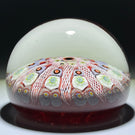 Vintage Strathearn Glass Art Paperweight Colorful Paneled Millefiori with Filligree on Red Ground