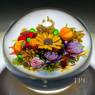 Large Ken Rosenfeld 2023 Glass Art Paperweight Flamework "Autumn Splendor" Flower and Pumpkin Bouquet