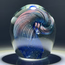 Signed Robert Burch 1979 Abstract Coiled Iridescent Filigree Studio Glass Paperweight