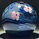 Signed Vandermark 1980 Torchwork Decorated Cherry Blossoms on Iridescent Blue