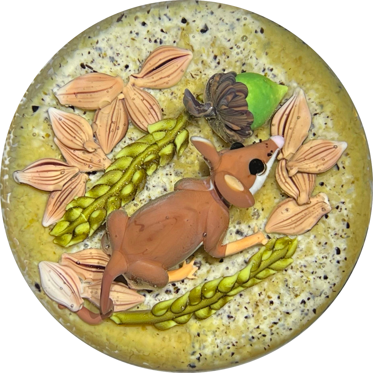 Clinton Smith 2021 Flamework Field Mouse Collecting Wheat, Sunflower Seeds & Acorns