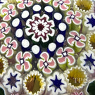 Damon MacNaught 2023 Glass Art Paperweight Complex Concentric Millefiori with Pink & Green Dogwoods Blossoms and Staves