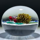 Ken Rosenfeld 2002 Flamework Pinecone & Holly Sprig on Snow