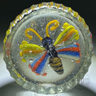 Antique Bohemia/Czechoslovakia Glass Art Paperweight Colorful Flamework Butterfly with Millefiori Spots & Finger faceted Sides