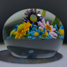 Gordon Smith 2020 Flamework Wild Flower Daisy Bouquet on Transparent Blue Star Cut Base