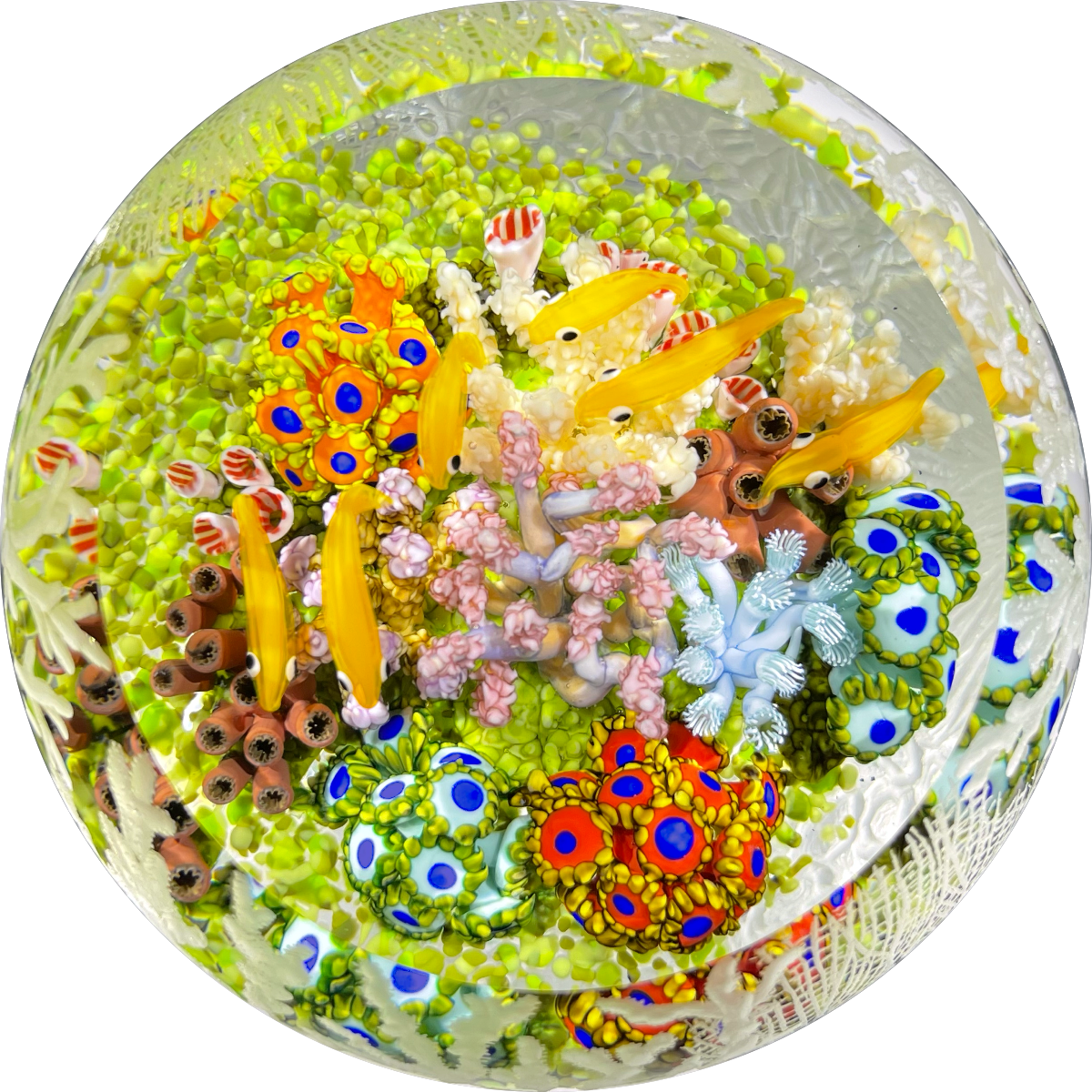 Cathy Richardson 2021 Flamework Coral Reef with All Over Surface Engra Cathy Richardson 2021 Flamework Coral Reef with All Over Surface Engra