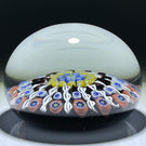 Vintage Strathearn Glass Art Paperweight Paneled Millefiori with Filligree on Black Ground