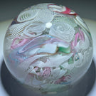 Vintage Magnum Murano Pastel Colored Ribbon Twists and Latticinio Scramble Glass Art Paperweight