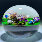 Ken Rosenfeld 2020 Flamework Bunny with Colorful Easter Eggs & Flowers