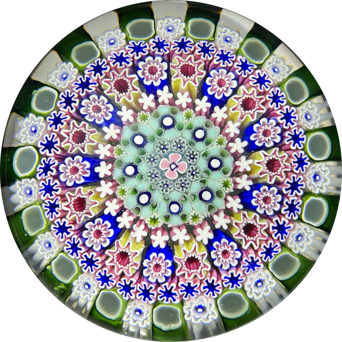 Damon MacNaught 2019 Close Concentric Complex Millefiori with Green & White Staves