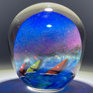 Signed Karg 1997 Torchwork Sail Boat Race Partially Hollow Blown Glass Art Paperweight