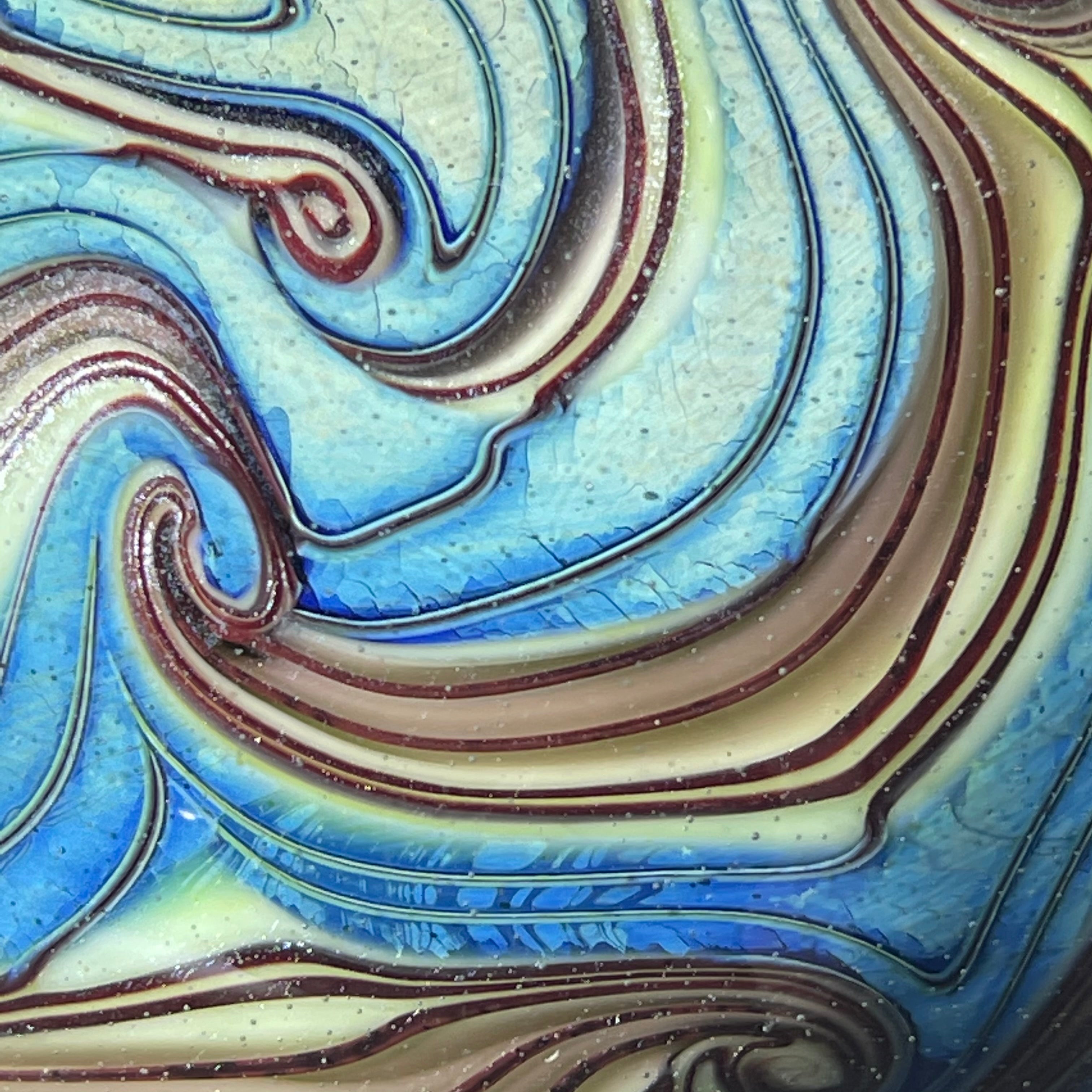 Orient & Flume 1977 Abstract Iridescent Torchwork Decorated Tumultuous