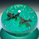 Vintage Harold Hacker Flamework Blackbirds Over Mottled Green Ground